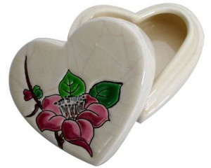 Cœur - Boite Coeur plate + Cartouche Fleurs