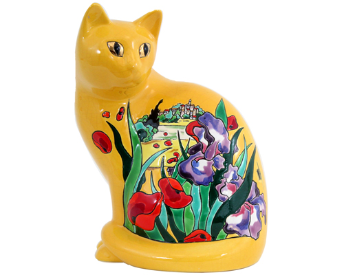 Iris et Coquelicots - Chat Assis GM