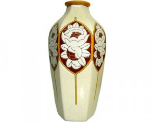 Art déco - Vase Octogonal Dahlias