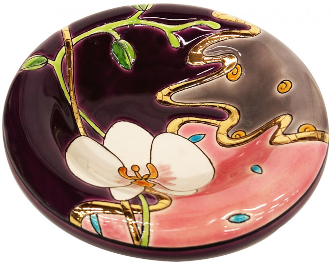 Orchidées recoloré - Vide Poches Rond PM